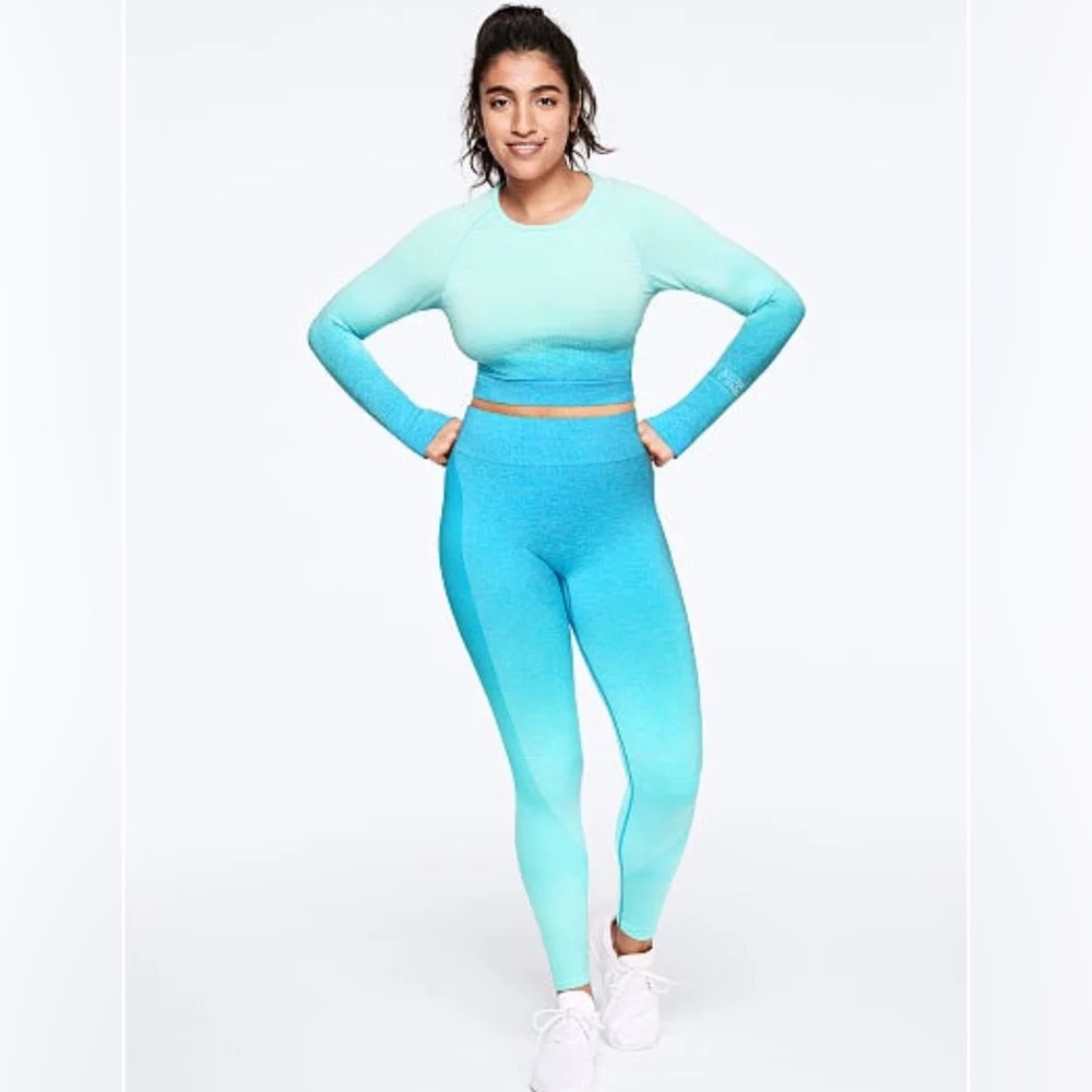 Pink Victoria’s Secret Aqua ombré seamless workout set